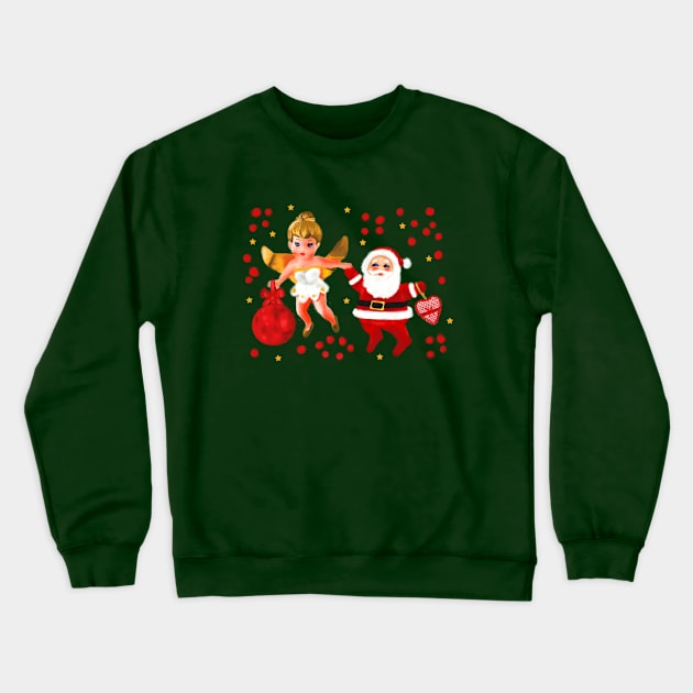 Cute angel and Santa Claus Together Crewneck Sweatshirt by Mimie20